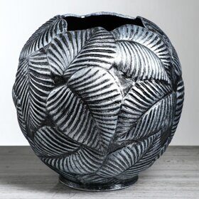 Напольная ваза  Шар Лист Серебро 34 см керамика