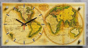 Часы настенные, серия: Интерьер, "Карта мира", 26х52 см