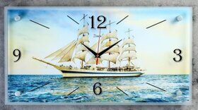 Часы-картина настенные, серия: Море, "Парусник", 52х26 см